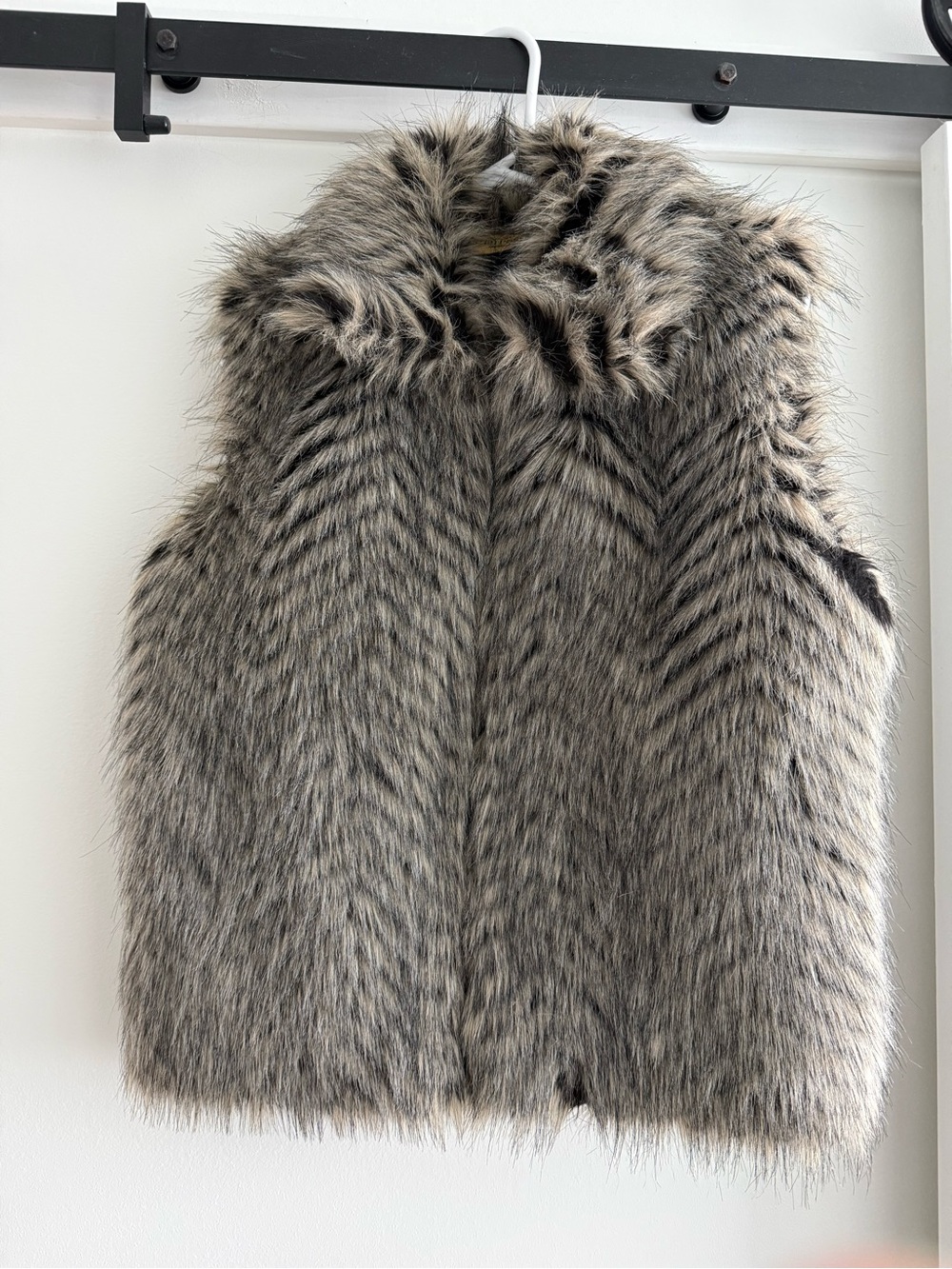 Painted Pony Faux Fur Vest in Gray-Taupe